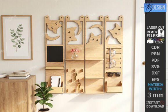 Download Home Organizer Key Holder Rack Laser Cut - Home Collection