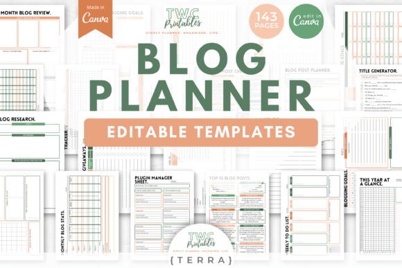 Download Blog Planner Canva Templates | TERRA - Blog planner Collection
