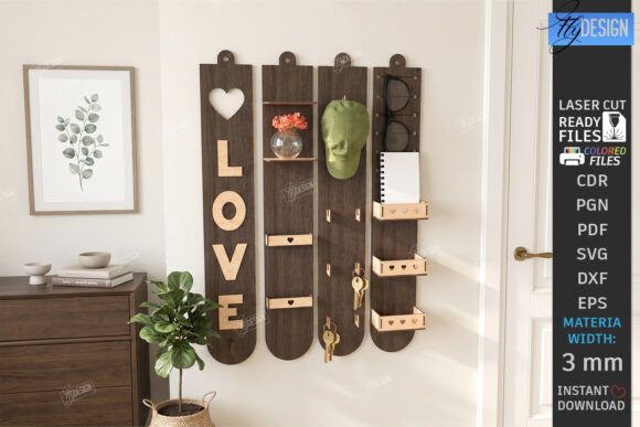 Download Home Organizer Key Holder Rack Laser Cut - Home Collection